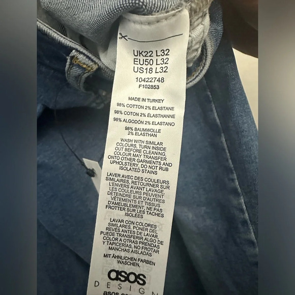 ASOS Design Curve Jeans High Rise Straight Leg Size 18/32 Medium Wash NWT - Picture 5 of 5